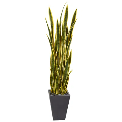 Homplanti 5.5' Sansevieria Artificial Plant In Slate Planter