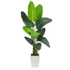Homplanti 5.5' Travelers Palm Artificial Tree In White Metal Planter
