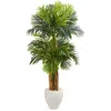 Homplanti 5.5' Triple Areca Palm Artificial Tree In White Planter