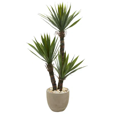 Homplanti 56" Yucca Artificial Tree In Sandstone Planter In Neutral