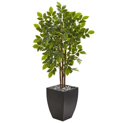 Homplanti 57" River Birch Artificial Tree In Black Planter