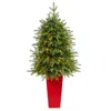 Homplanti 57" Vancouver Fir Christmas Tree W/250 Led In Red Planter
