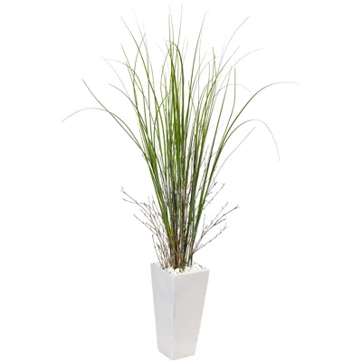 Homplanti 58" Bamboo Grass In White Tower Planter