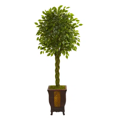 Homplanti 6' Braided Ficus Artificial Tree In Decorative Planter