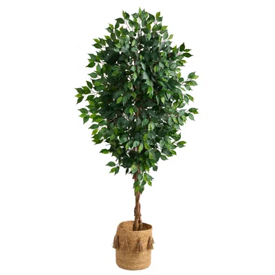 Homplanti 6' Ficus Artificial Tree In Natural Jute Planter