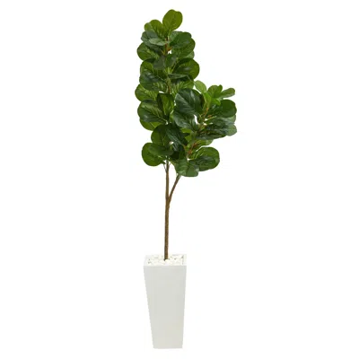 Homplanti 6' Fiddle Leaf Fig Artificial Tree In Tall White Planter