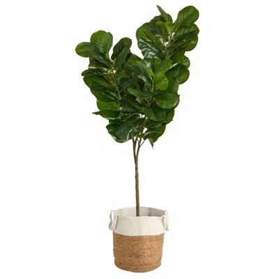 Homplanti 6' Fiddle Leaf Fig Tree In Handmade Jute And Cotton Planter