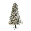 Homplanti 6' Flocked Fir Christmas Tree W/250 Led Light And 550 Tips