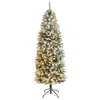 Homplanti 6' Flocked Slim Montreal Xmas Tree With 743 Tips And 250 Led