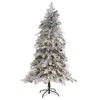 Homplanti 6' Flocked Spruce Christmas Tree With 250 Clear Led Lights