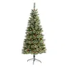 Homplanti 6' Frosted Swiss Pine Christmas Tree 300 Clear Led & Berries