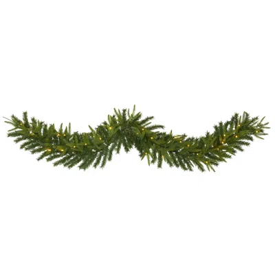 Homplanti 6' Green Pine Christmas Garland With 35 Led Lights