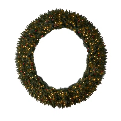 Homplanti 6' Large Flocked Xmas Wreath W/berries, 600 Leds & 1080 Tips In Green