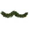 HOMPLANTI 6' MIXED PINE XMAS GARLAND WITH 35 LEDS, BERRIES AND CONES