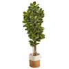 Homplanti 6' Oak Tree In Natural Jute Planter Uv (indoor/outdoor)