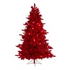 Homplanti 6' Red Christmas Tree W/350 Red Color Lights 33 Globe Bulbs