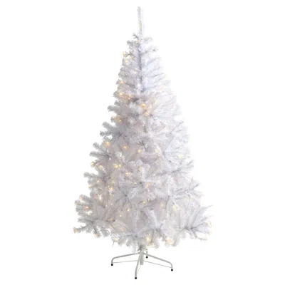 Homplanti 6' White Artificial Christmas Tree With 250 Led And 680 Tips