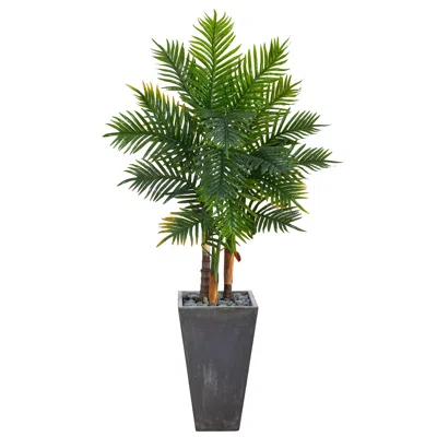 Homplanti 63" Areca Palm Tree In Cement Planter (real Touch)