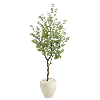 Homplanti 63" Eucalyptus Artificial Tree In White Planter
