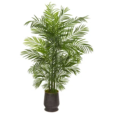 Homplanti 65" Areca Palm Tree In Planter Uv Resistant (indoor/outdoor) In Brown