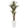 Homplanti 6.5' Giant Yucca Tree In White Planter Uv Rest (indr/outdr)