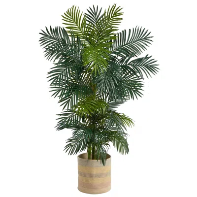 Homplanti 6.5' Golden Cane Palm Tree In Cotton Multicolored Planter
