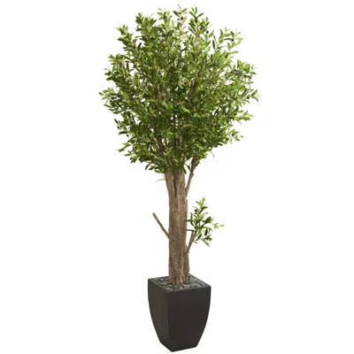 Homplanti 6.5' Olive Artificial Tree In Black Planter