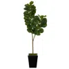Homplanti 68" Fiddle Leaf Fig Artificial Tree In Black Metal Planter