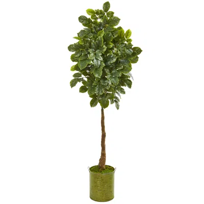 Homplanti 69" Beech Leaf Artificial Tree In Metal Planter