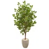 Homplanti 69" Oak Artificial Tree In Sand Colored Planter