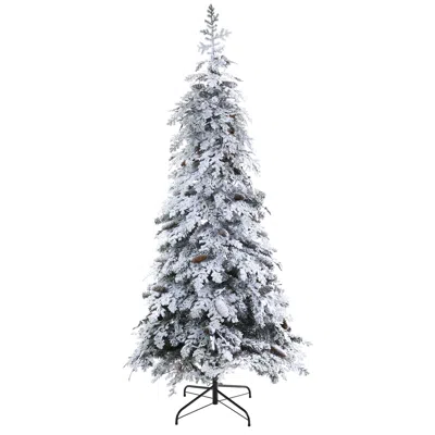 Homplanti 7' Flocked Christmas Tree With Pinecones W/400 Led 565 Tips