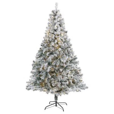 Homplanti 7' Flocked Rock Spruce Christmas Tree W/350 Led And 800 Tips