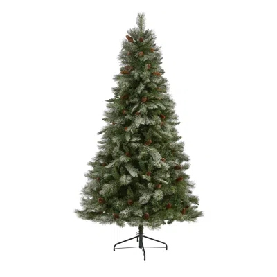 Homplanti 7' Snowed French Pine Xmas Tree W/833 Tips And Pine Cones