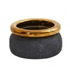 Homplanti 7" Stone Planter With Bronze Rim
