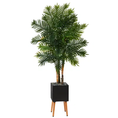 Homplanti 70" Areca Palm Artificial Tree In Black Planter With Stand