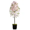 Homplanti 70" Cherry Blossom Artificial Tree In Black Metal Planter
