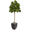Homplanti 71" Fiddle Leaf Fig Artificial Tree In Black Planter