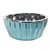 Homplanti 7.25" Teal Vase With Silver Burnishing