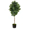 Homplanti 74" Ficus Artificial Tree In Black Tin Planter