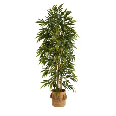 Homplanti 75" Bamboo Tree In Handmade Jute Planter With Tassels