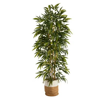 Homplanti 75" Bamboo Tree W/1440 Branches In Jute And Cotton Planter