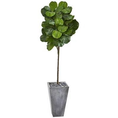 Homplanti 75" Fiddle Leaf Artificial Tree In Cement Planter