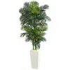 Homplanti 7.5' Golden Cane Palm Artificial Tree In White Tower Planter