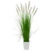 Homplanti 75" Grass Artificial Plant In White Metal Planter