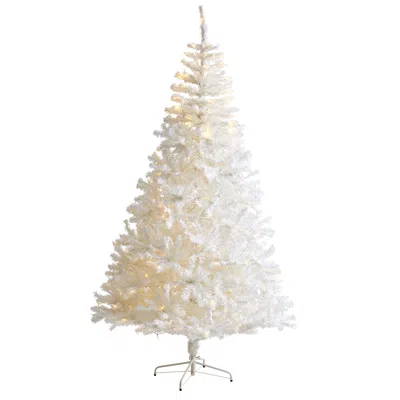 Homplanti 7.5' White Artificial Christmas Tree W/400 Led And 1380 Tips