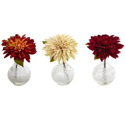 Homplanti 8" Dahlia W/vase (set Of 3)