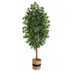 Homplanti 8' Ficus Artificial Tree In Handmade Natural Cotton Planter