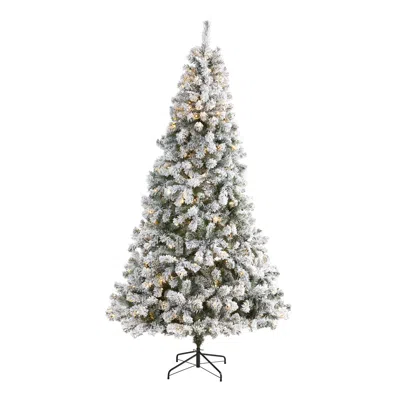 Homplanti 8' Flocked Fir Christmas Tree W/500 Led Lights And 1000 Tips