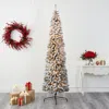 Homplanti 8' Flocked Pencil Christmas Tree W/500 Lights & 646 Tips