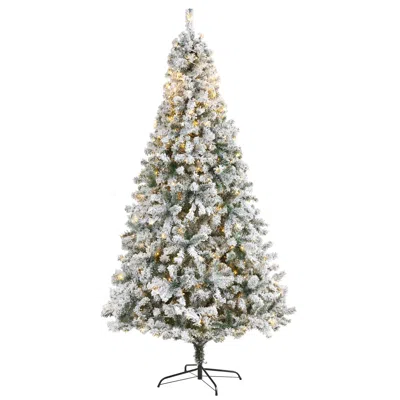 Homplanti 8' Flocked Rock Spruce Christmas Tree W/500 Led And 1186 Tip
